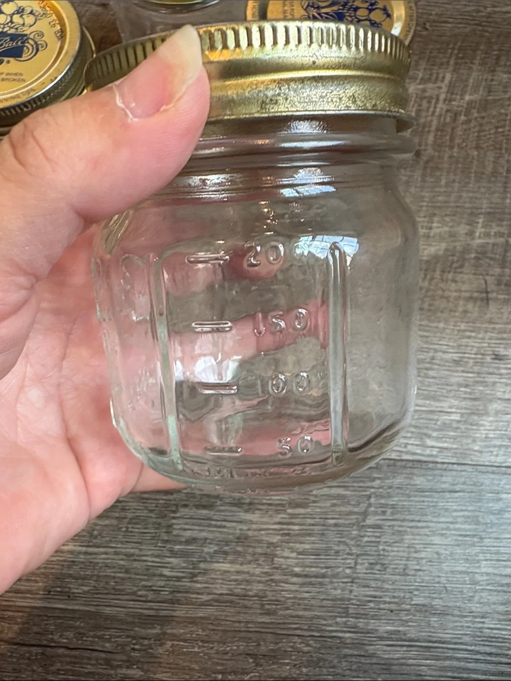 Vintage Ball Jar Glass “Half Pint” Mason Jar with Lid 90s Set of 4 READ